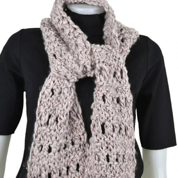 NWT American Eagle Handknit Scarf Loose Knit Pink  Grey - Picture 4 of 7